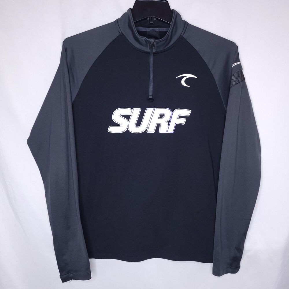 Nike Surf Jacket Mens Large Black, Gray Fleece 1/4 Zip